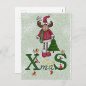 Elch mit Baum Feestdagenkaart (Voorkant / Achterkant)