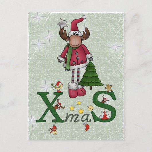 Elch mit Baum Feestdagenkaart (Voorkant)