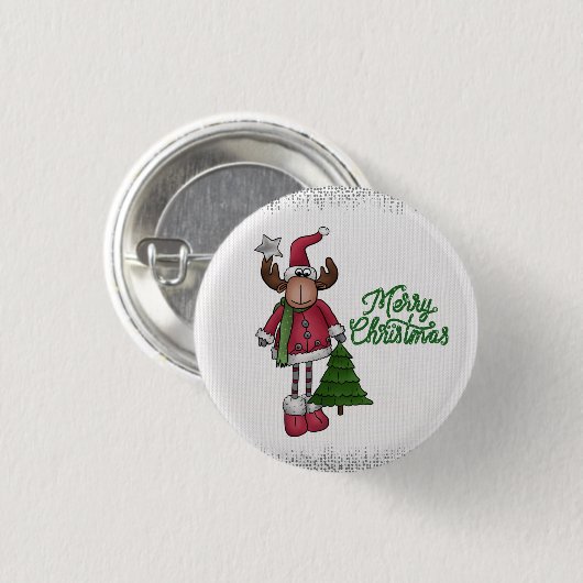 Elch mit Baum Ronde Button 3,2 Cm (Voorkant /achterkant)