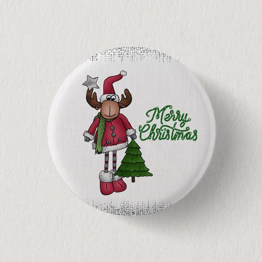 Elch mit Baum Ronde Button 3,2 Cm (Voorkant)