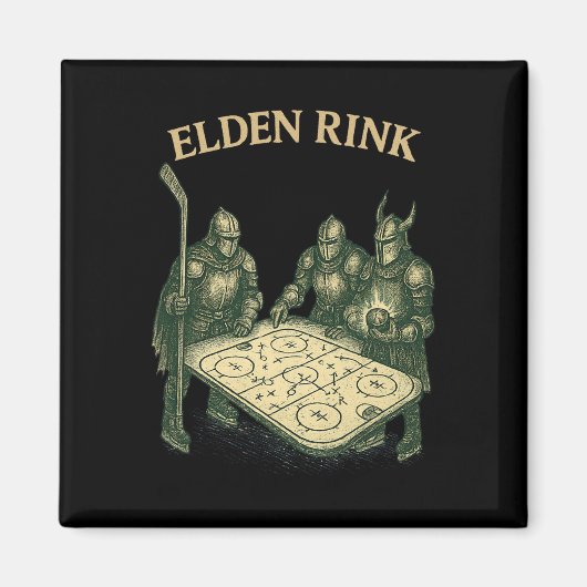 Elden Rink Grappige Hockey Ridder Parodie Fantasy Magneet (Voorkant)