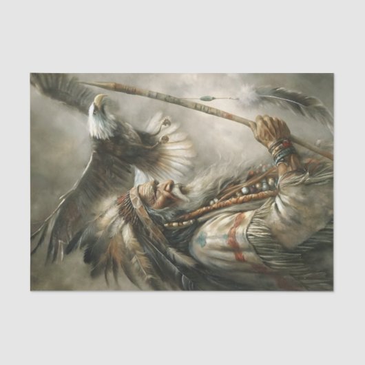 Elder Chief & Landing Eagle Decoupage Tissuepapier (Voorkant)