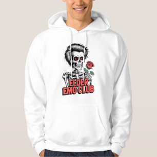 Elder Emo Club Skelet met Roos Ontwerp Hoodie