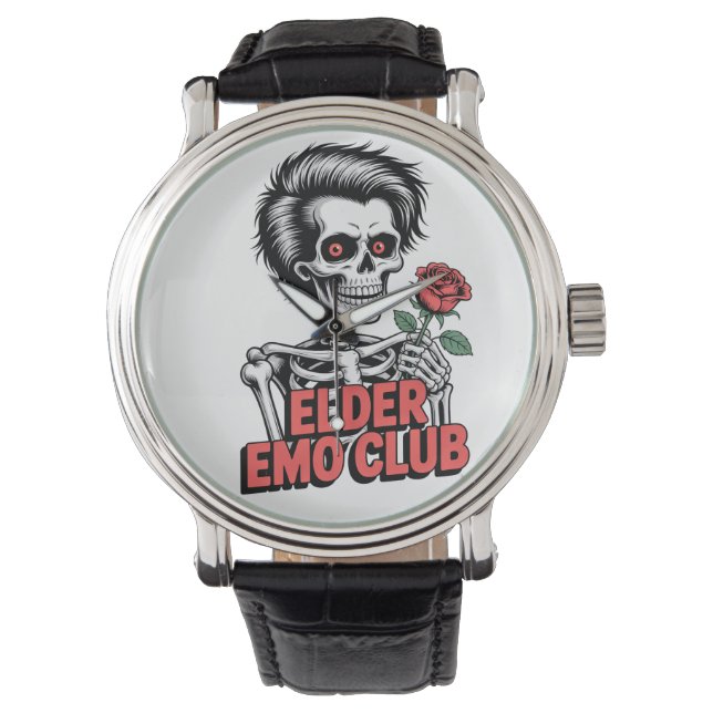 Elder Emo Club Skeleton Rose Watch Horloge (Voorkant)