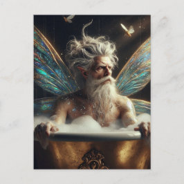 Elder Fairy King neemt een bad in een gouden bad Briefkaart