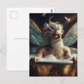 Elder Fairy King neemt een bad in een gouden bad Briefkaart (Voorkant / Achterkant)