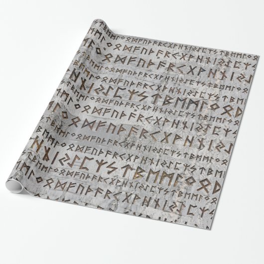 Elder Futhark Pattern op berkentextuur Cadeaupapier (Uitgerold)