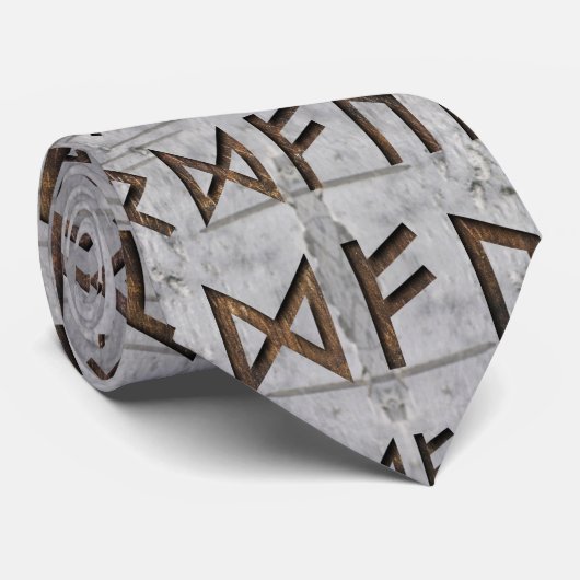 Elder Futhark Pattern op berkentextuur Stropdas (Opgerold)