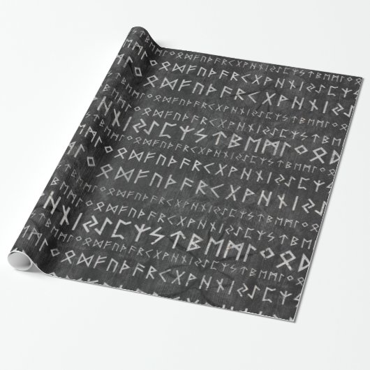 Elder Futhark Pattern op houten textuur Cadeaupapier (Uitgerold)