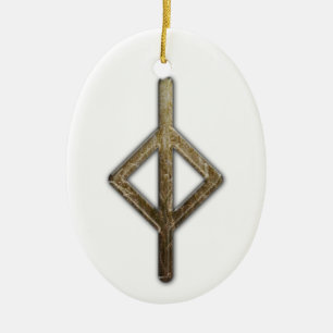 Elder Futhark Rune Jera Keramisch Ornament