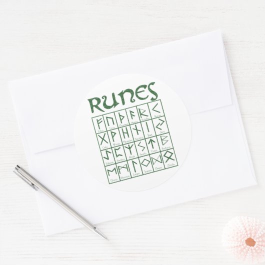 Elder Futhark Runes Ronde Sticker (Envelop)