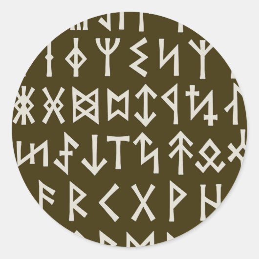 Elder Futhark Runes Ronde Sticker (Voorkant)