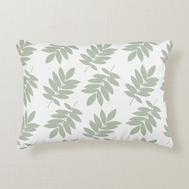 Elder Leaf Big Pattern 2Way Green+White Accent Kussen (Voorkant)