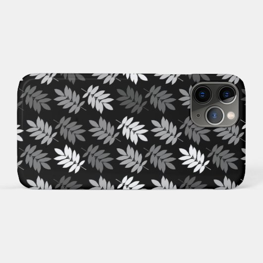 Elder Leaf Pattern Black White Grey Case-Mate iPhone Case (Achterkant (horizontaal))