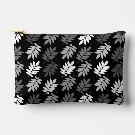 Elder Leaf Pattern Black White Grey Etui (Voorkant)