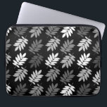 Elder Leaf Pattern Black White Grey Laptop Sleeve<br><div class="desc">Elder tree leaf silhouette in a surface pattern design with grey and white detail on a black background.</div>