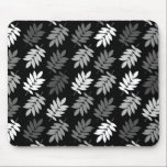 Elder Leaf Pattern Black White Grey Muismat<br><div class="desc">Elder tree leaf silhouette in a surface pattern design with grey and white detail on a black background.</div>