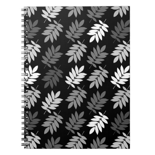 Elder Leaf Pattern Black White Grey Notitieboek (Voorkant)