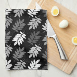 Elder Leaf Pattern Black White Grey Theedoek<br><div class="desc">Elder tree leaf silhouette in a surface pattern design with grey and white detail on a black background.</div>