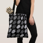 Elder Leaf Pattern Black White Grey Tote Bag<br><div class="desc">Elder tree leaf silhouette in a surface pattern design with grey and white detail on a black background.</div>
