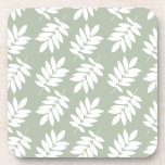 Elder Leaf Pattern White on Green Bier Onderzetter<br><div class="desc">Rustic Elder tree leaf silhouette in a surface pattern design with white detail on a green background.</div>