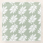 Elder Leaf Pattern White on Green Glazen Onderzetter<br><div class="desc">Rustic Elder tree leaf silhouette in a surface pattern design with white detail on a green background.</div>