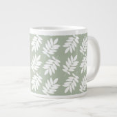 Elder Leaf Pattern White on Green Grote Koffiekop (Voorkant rechts)