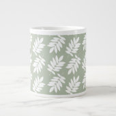 Elder Leaf Pattern White on Green Grote Koffiekop (Voorkant)
