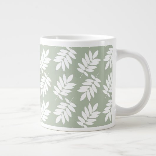 Elder Leaf Pattern White on Green Grote Koffiekop (Rechts)