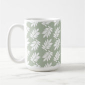 Elder Leaf Pattern White on Green Koffiemok (Links)
