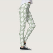 Elder Leaf Pattern White on Green Leggings (Rechts)