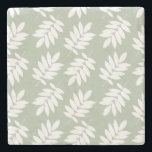 Elder Leaf Pattern White on Green Stenen Onderzetter<br><div class="desc">Rustic Elder tree leaf silhouette in a surface pattern design with white detail on a green background.</div>