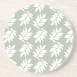Elder Leaf Pattern White on Green Zandsteen Onderzetter<br><div class="desc">Rustic Elder tree leaf silhouette in a surface pattern design with white detail on a green background.</div>