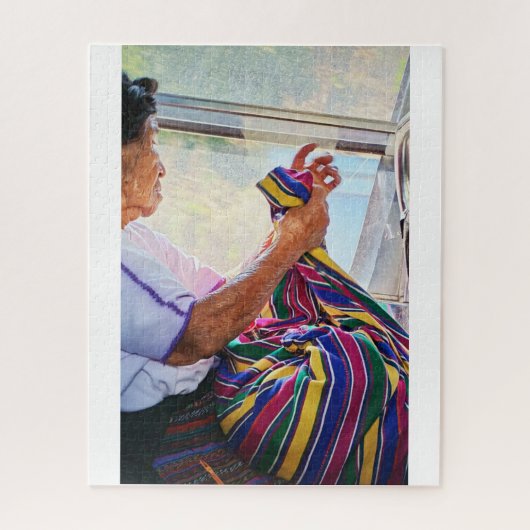 Elder Woman Sewing on Bus Legpuzzel (Verticaal)