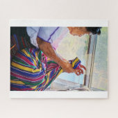Elder Woman Sewing on Bus Legpuzzel (Horizontaal)