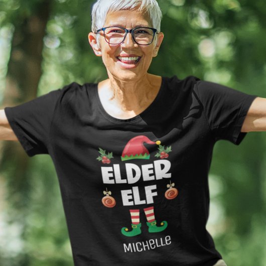 Elderelf leuke ironische kerstfamilie, naam t-shirt