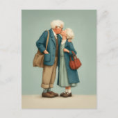 Elderly Couple Sharing Tender Kiss Briefkaart (Voorkant)