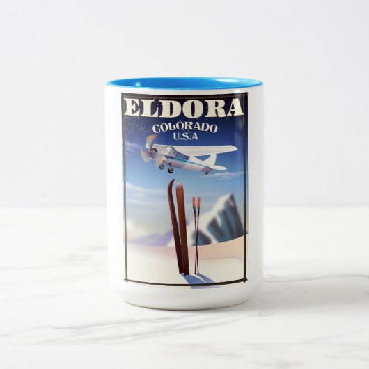 Eldora Colorado reisposter. Tweekleurige Koffiemok (Center)