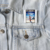 Eldora Colorado reisposter. Vierkante Button 5,1 Cm (In situ)