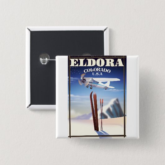 Eldora Colorado reisposter. Vierkante Button 5,1 Cm (Voorkant /achterkant)