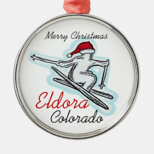 Eldora Colorado santa skier pet ornament