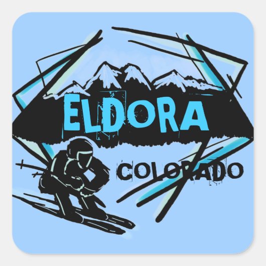 Eldora Colorado ski berg blauwe stickers (Voorkant)