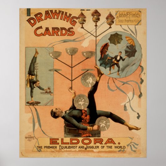 ELDORA Juggler Equilibrist Act VAUDEVILLE Poster (Voorkant)