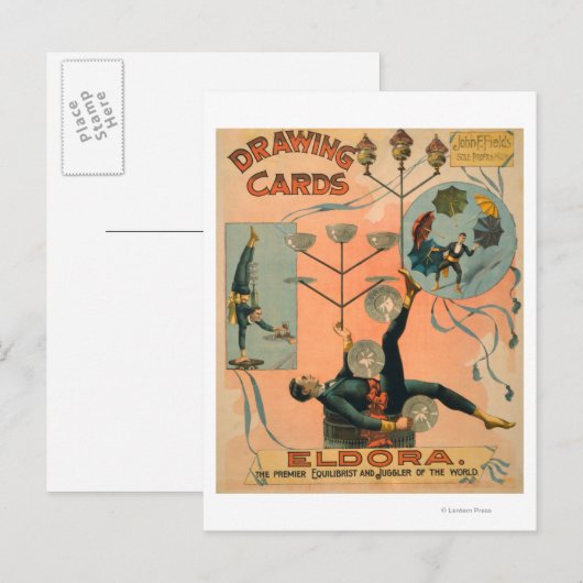 Eldora, Premier Equilibrist en Juggler van de Briefkaart (Voorkant / Achterkant)