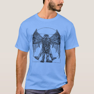 Eldritch Harmony: Cthulhu ontwaakt in Vitruvianus T-shirt