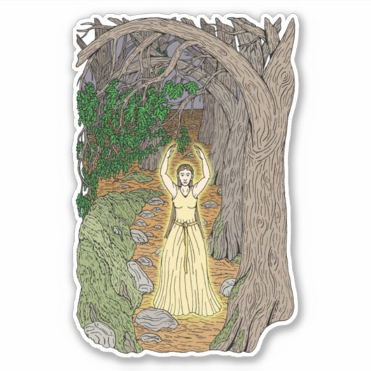 Eldritch Meesteres (Fairy Lady in Bos) Sticker (Voorkant)