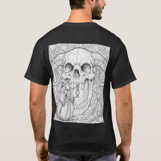 Eldritch Tovenaar & Demonenschedel – Donkere Kunst T-shirt (Achterkant)