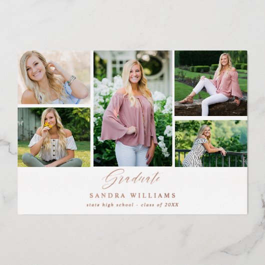 Ele Chic 5 Multi Photo Afstuderen Aankondiging (Voorkant)