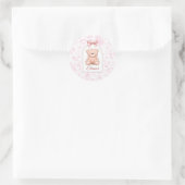 Eleanor | Aangepaste Roze Teddybeer Nursery Design Ronde Sticker (Tas)