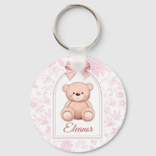 Eleanor   Aangepaste Roze Teddybeer Nursery Design Sleutelhanger